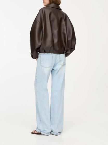 Oversized Belted Leather Jacket - view 4