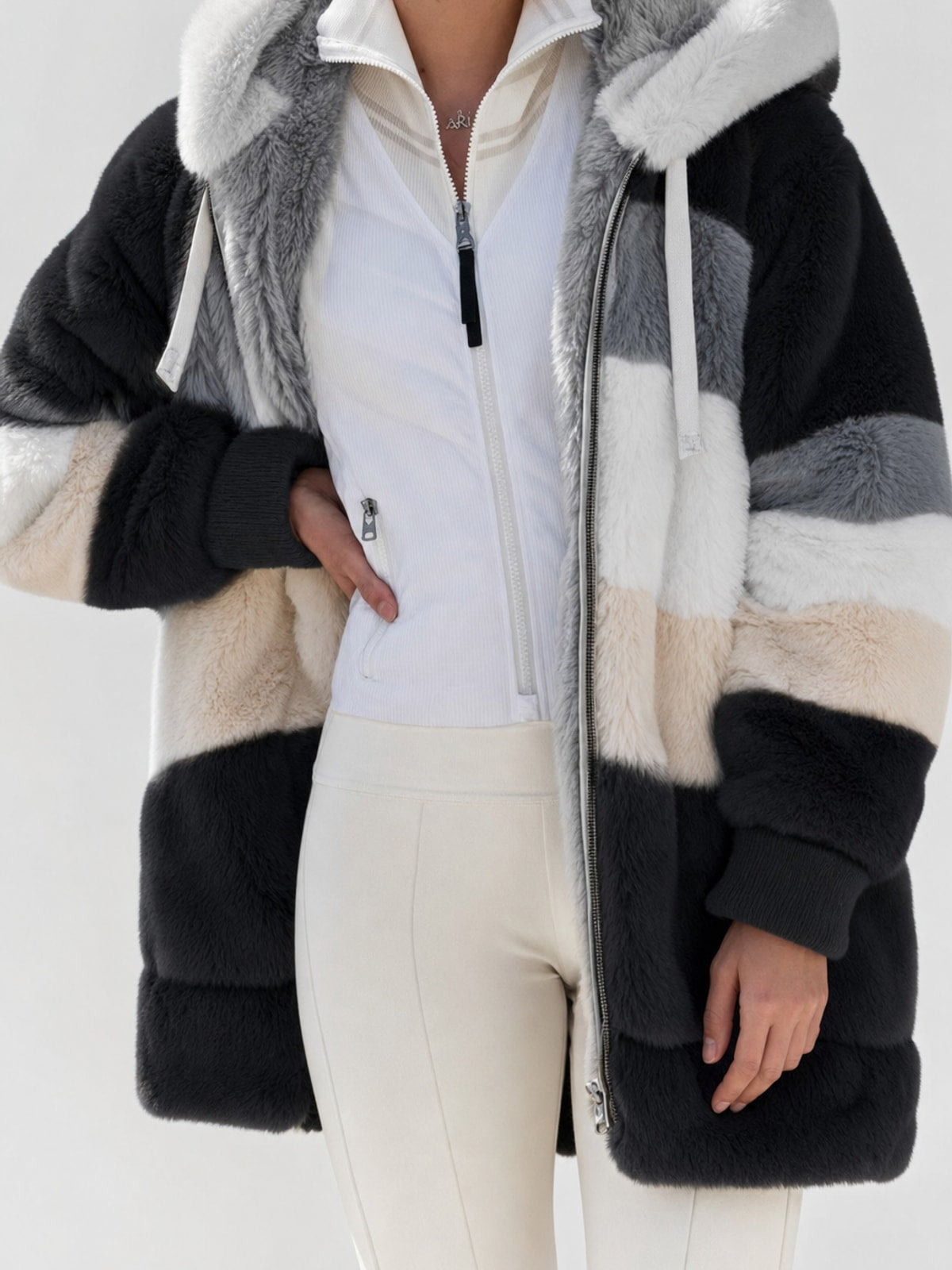Women's Puffer Jacket with Faux-Fur Hood Warm Winter Coat - 6