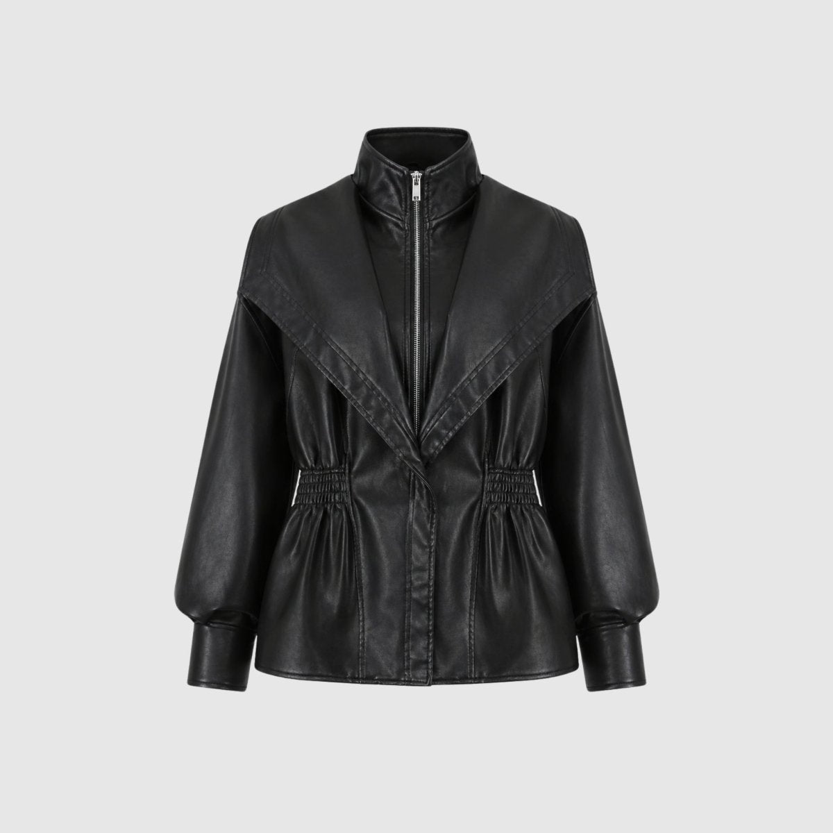 Notch Lapel Leather Moto Jacket - view 10
