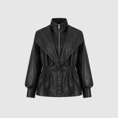 Notch Lapel Leather Moto Jacket - view 10