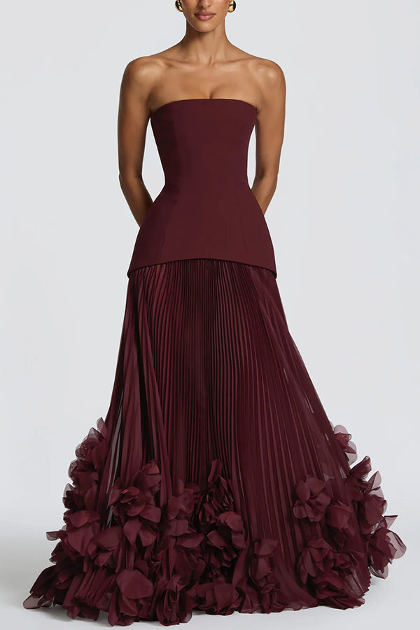 Strapless maxi gown with lace-up corset back - view 3