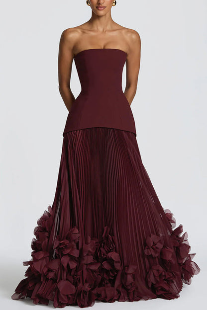 Strapless maxi gown with lace-up corset back - view 3