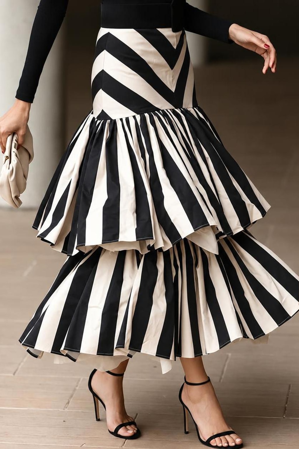 Polyester Skirt With Asymmetric Ruffles - 2