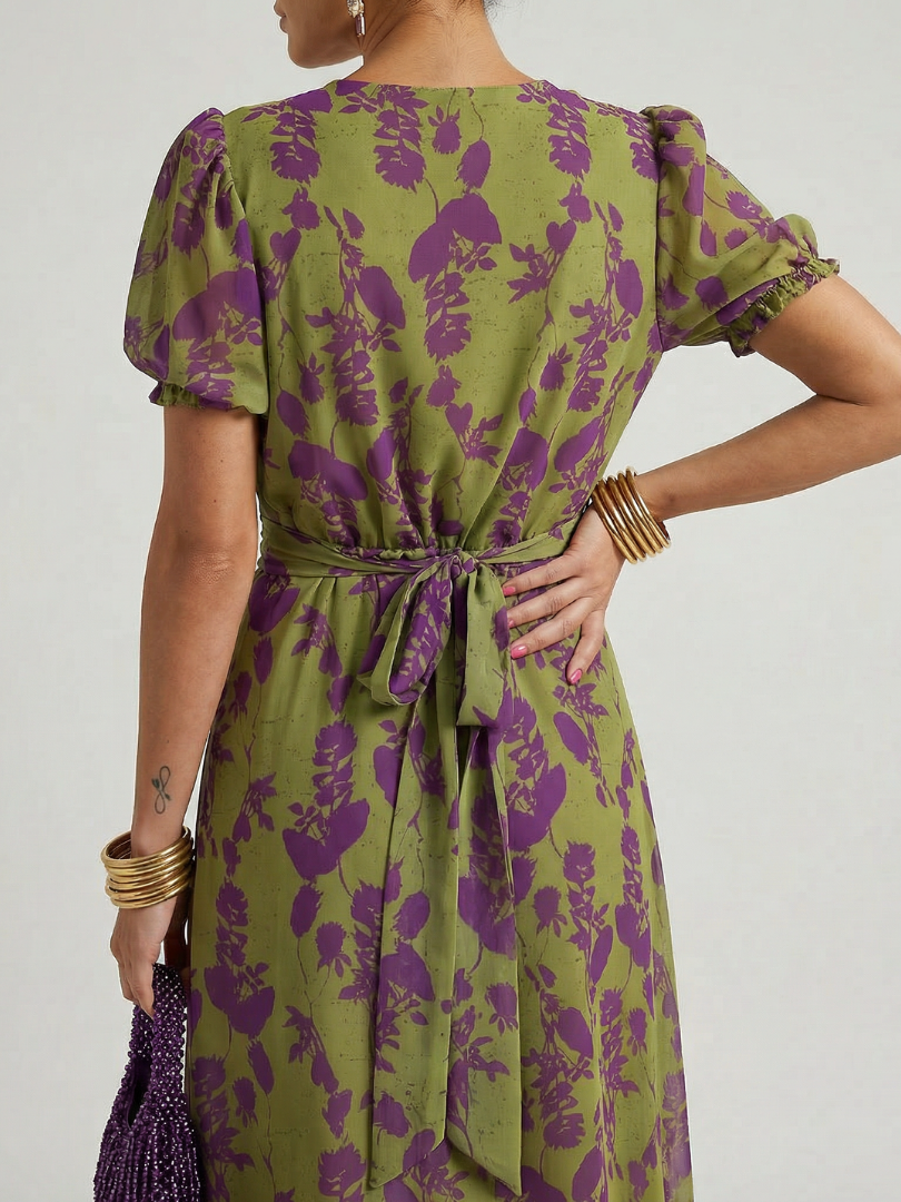 Lightweight Floral Wrap Midi Dress - view 5