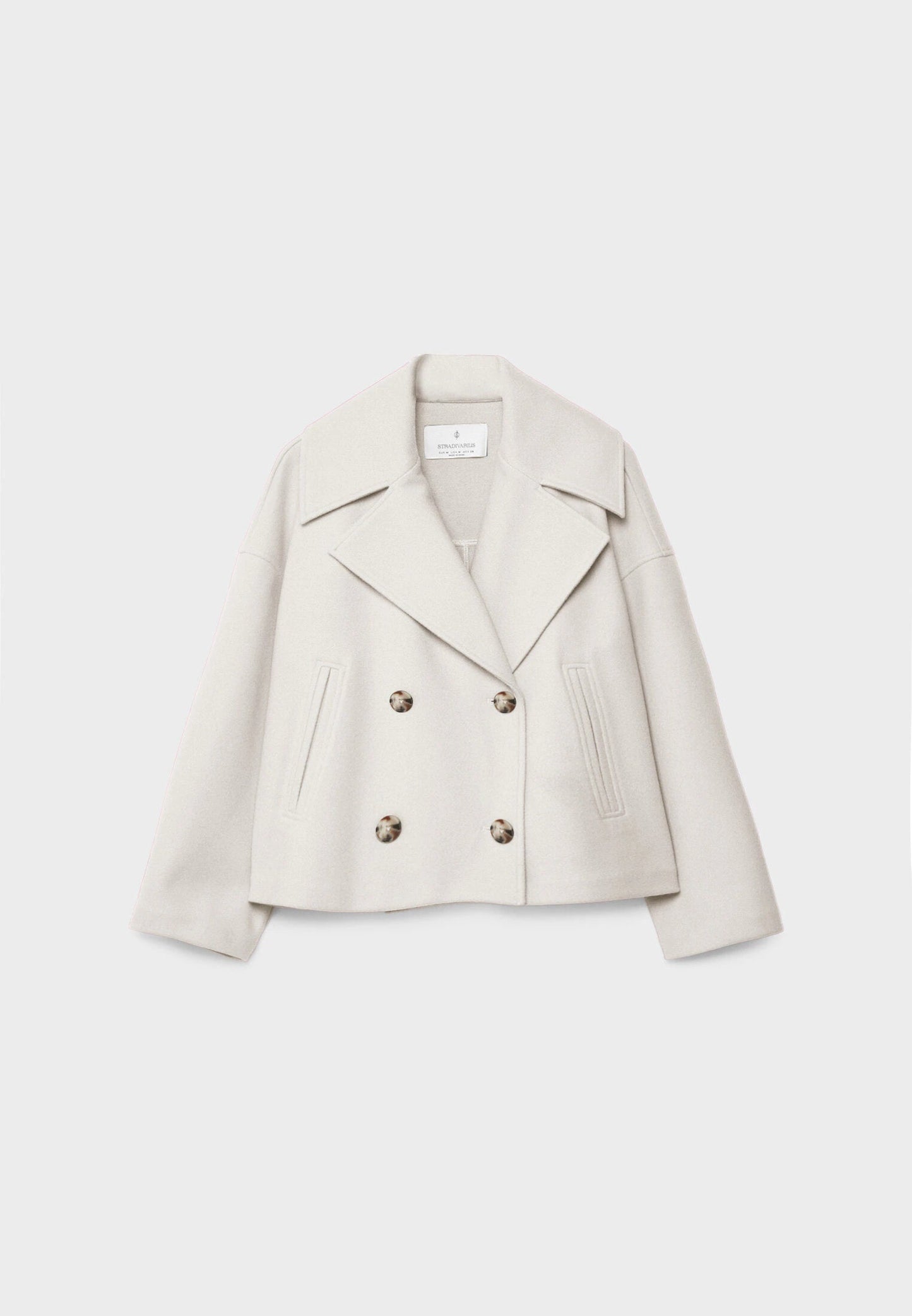 Cropped wool blend peacoat with notch lapel - view 7