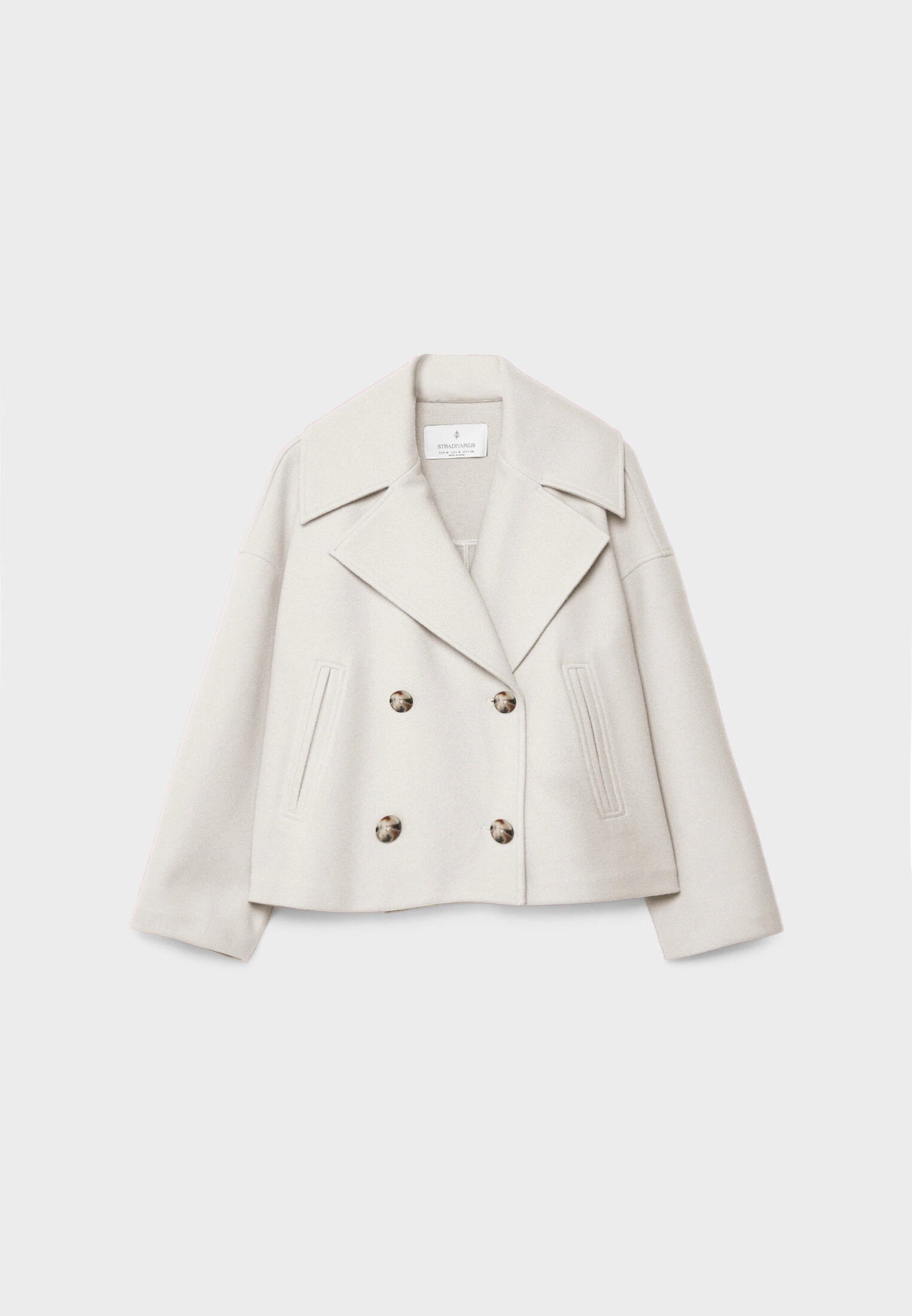 Cropped wool blend peacoat with notch lapel - view 7