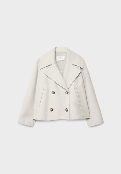 Cropped wool blend peacoat with notch lapel - view 7