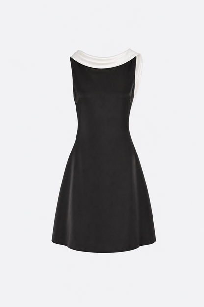 Black Cowl Neck Backless Mini Dress