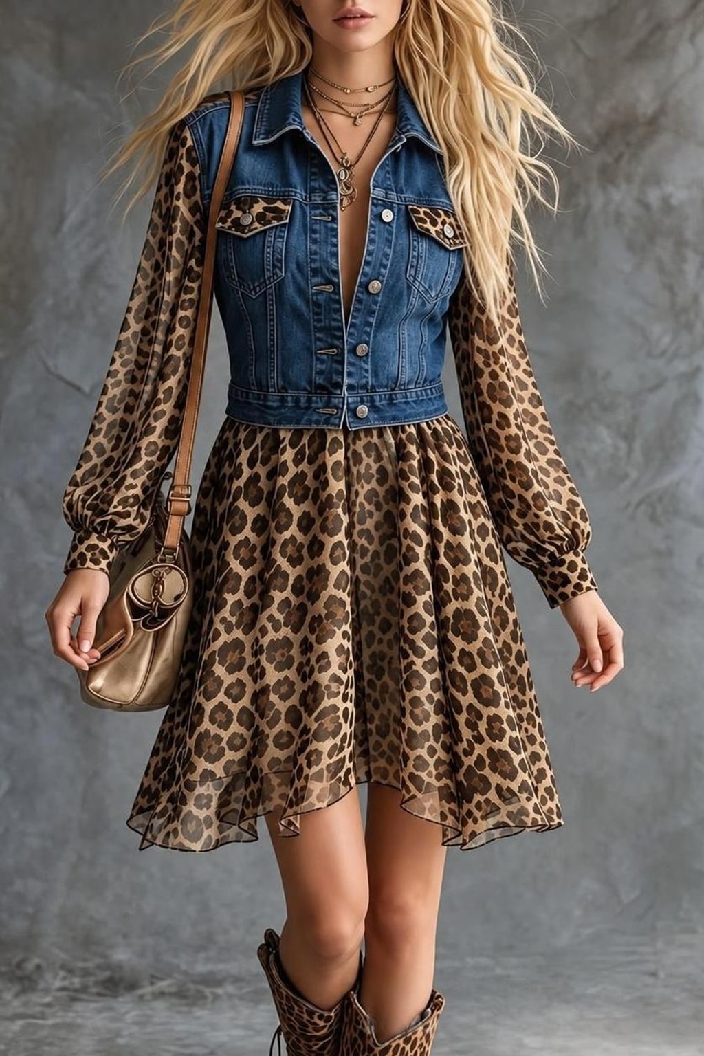 Denim Jacket With Layered Tulle Hem - 5
