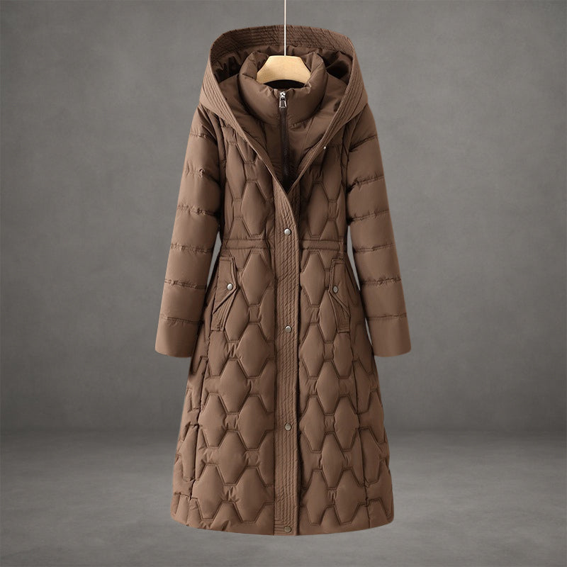 Quilted Longline Puffer Coat With Hood - view 4