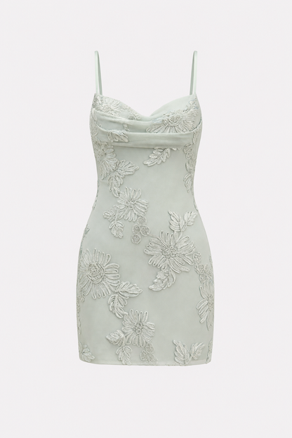 Embroidered Bodycon Mini Dress in Four Colors - view 7