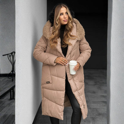 Quilted Hooded Coat Below Hip Length - view 3