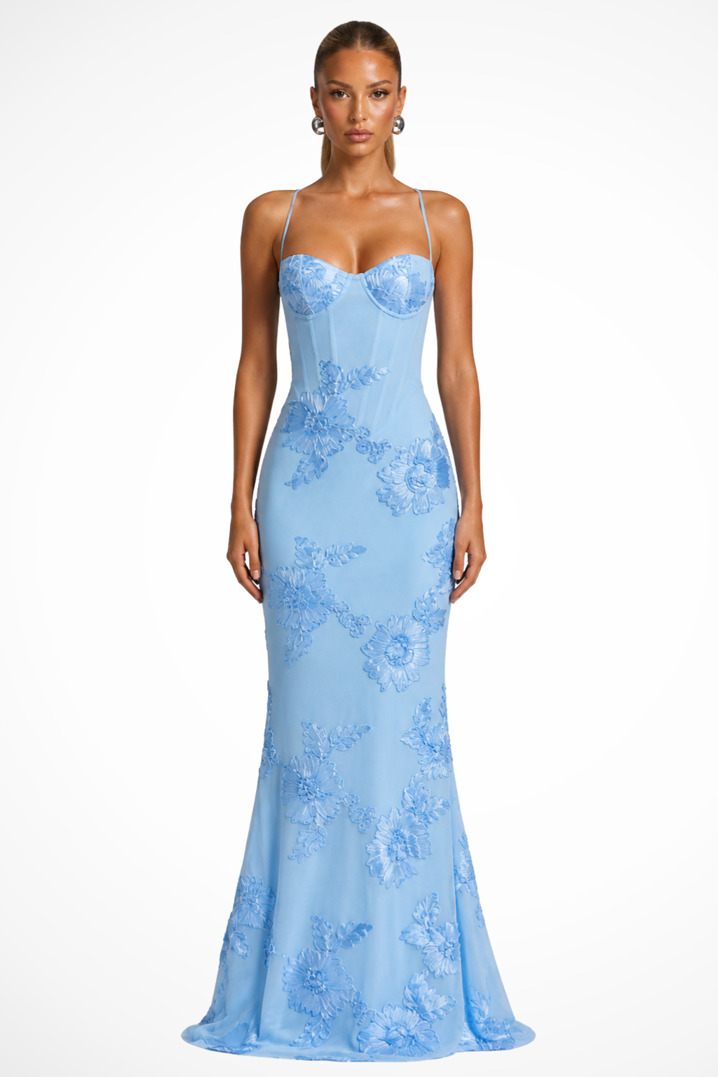 Embroidered Maxi Dress With Mermaid Silhouette - 8