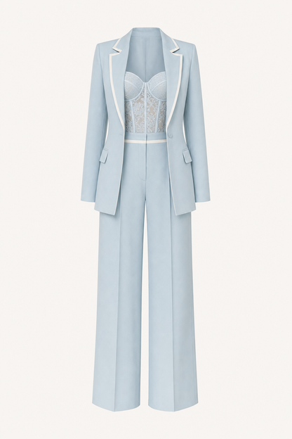 Color Block Lapel Blazer in Blue