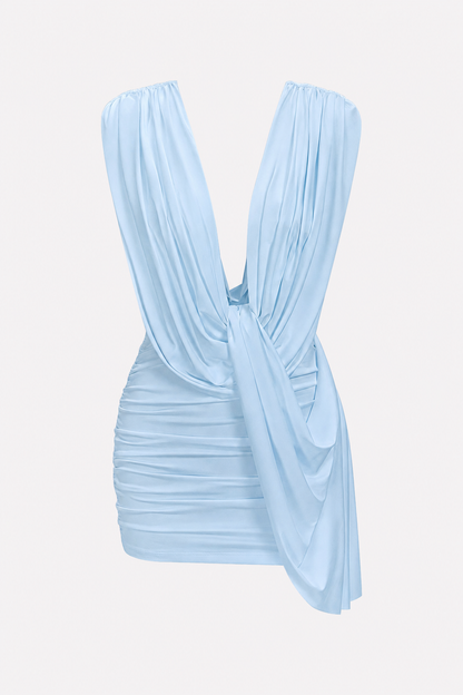 Cowl Neck Ruched Jersey Mini Dress - view 6