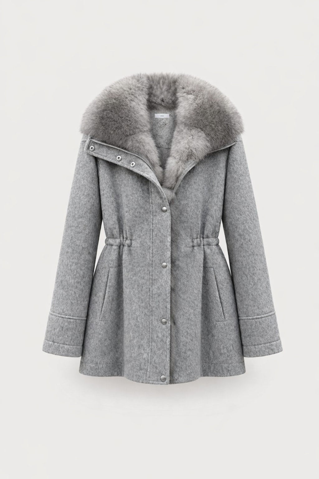 Wool Parka Coat With Fox Fur Collar And Rabbit Lining - 1