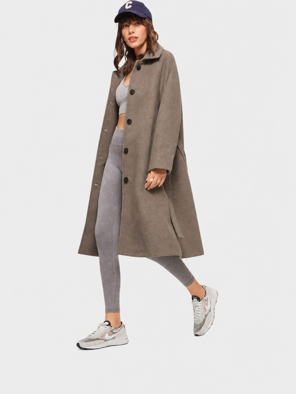 Cozy Brushed Polyester Oversized Long Coat - 2