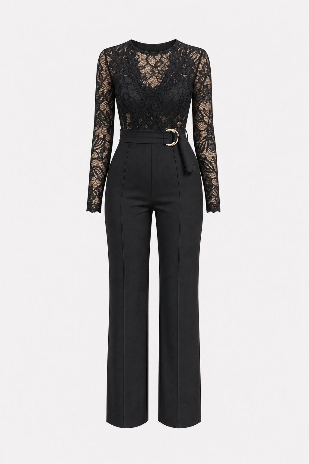 Lace-Trim Wide-Leg Jumpsuit With Belt - view 6