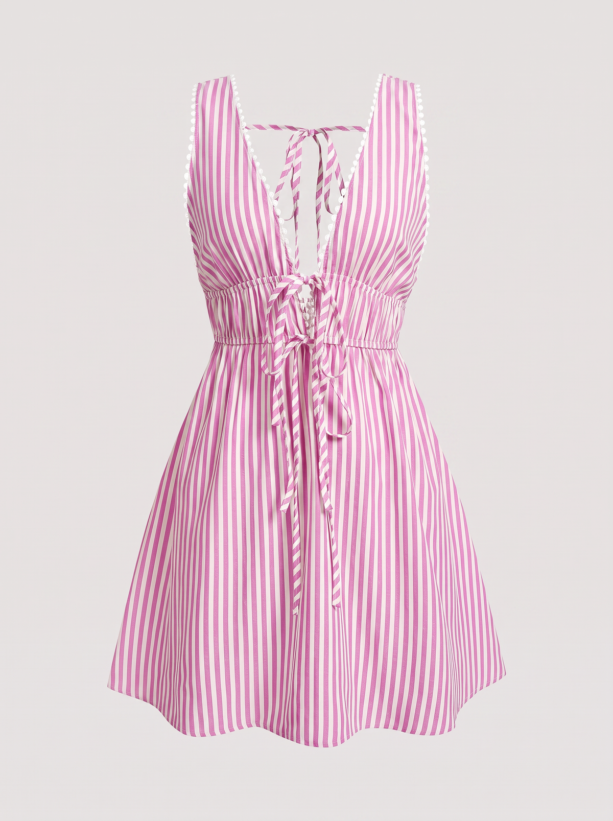 Striped tie-front backless mini dress - view 6