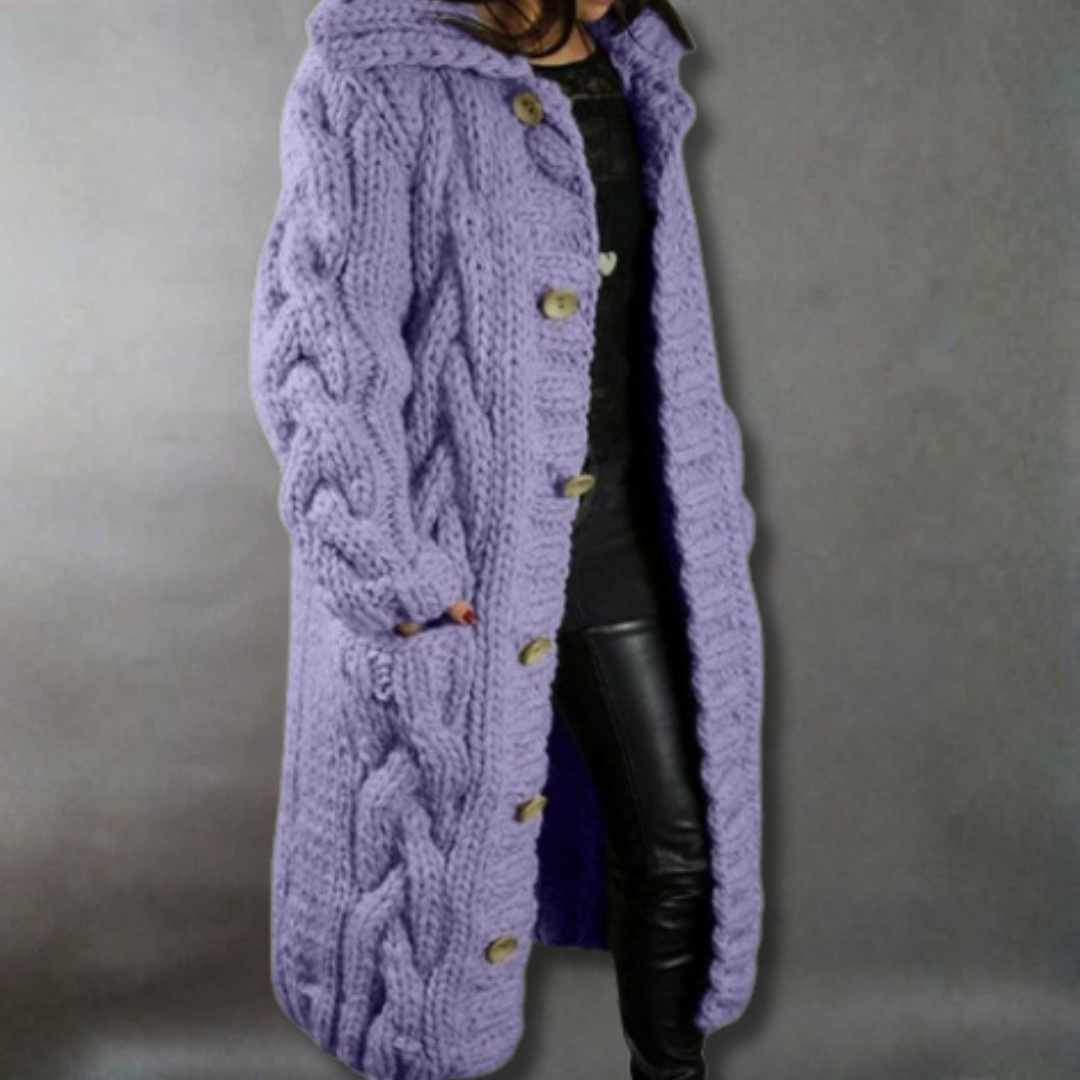 Cable Knit Longline Hooded Coat - view 8