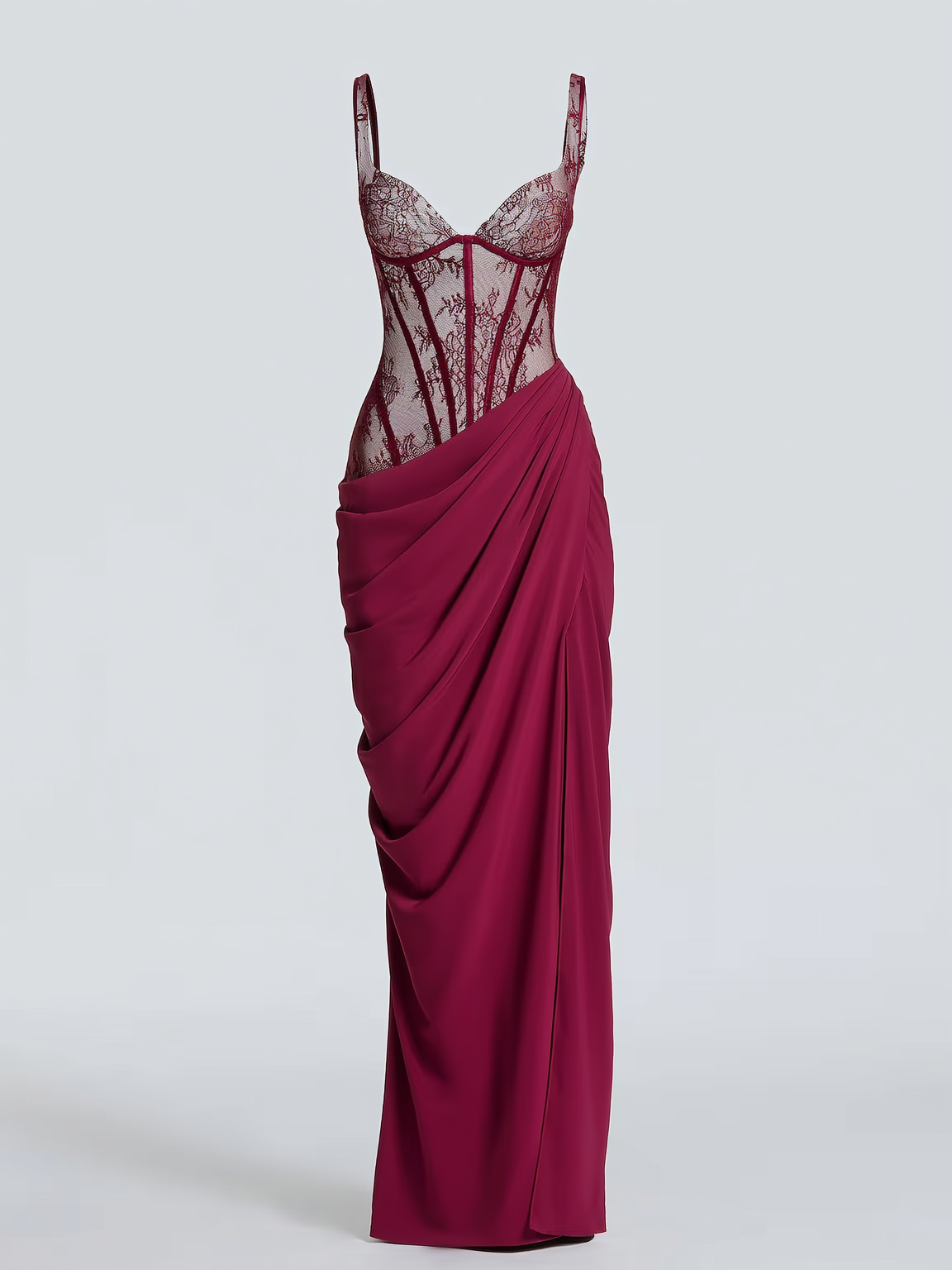 Halter Lace Maxi Dress With Thigh Slit