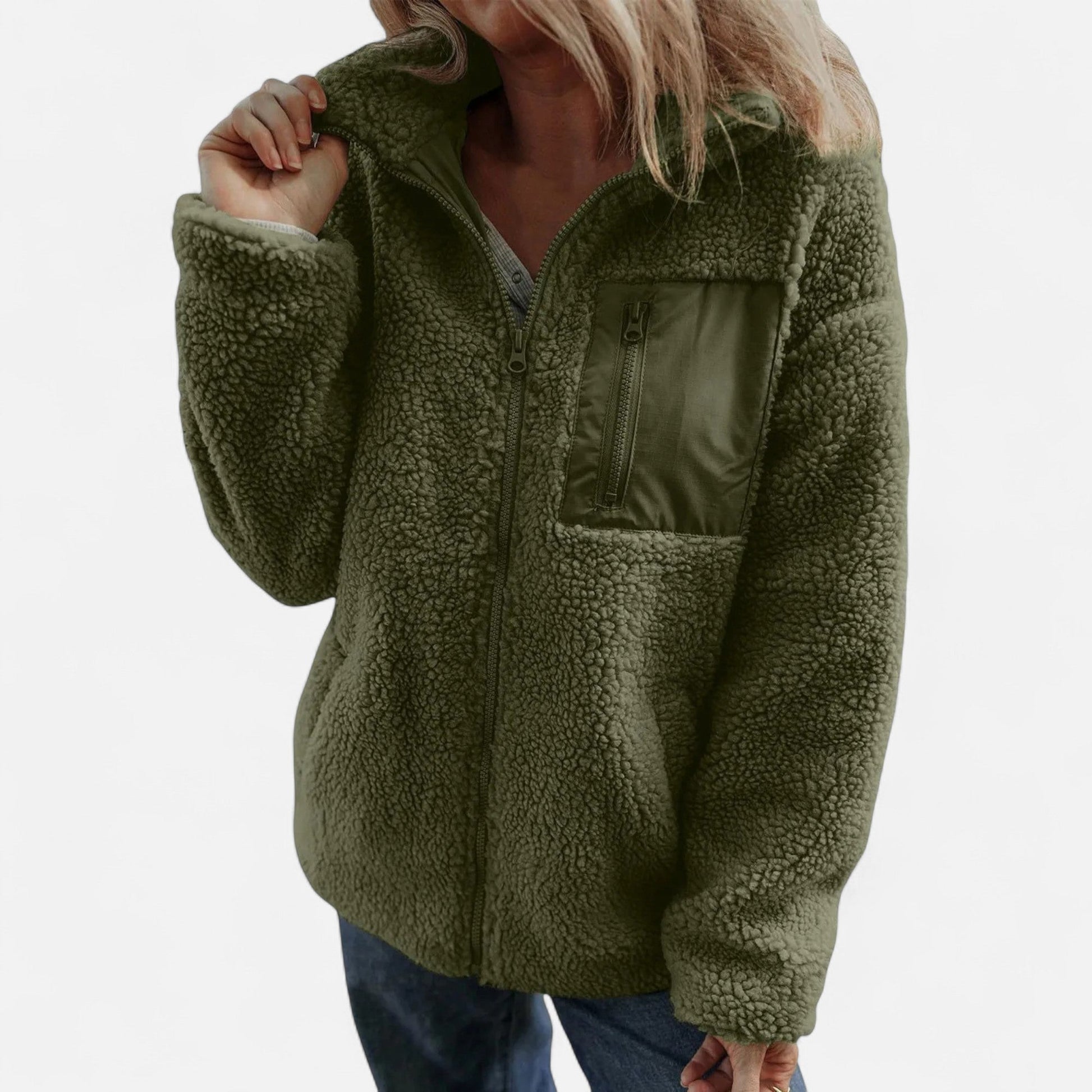 Teddy fleece long coat with full zip - view 2