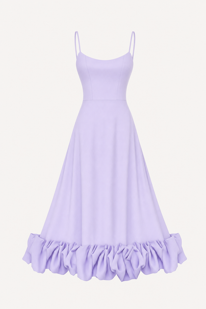 Bustier Flounce Midi Dress