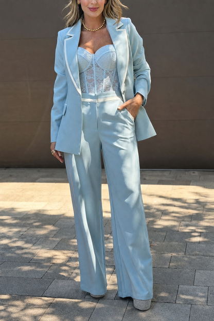 Color Block Lapel Blazer in Blue - view 2