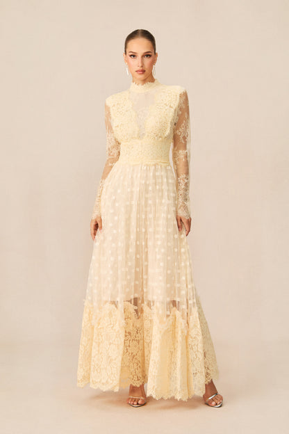 Polka Dot Embroidered Lace Maxi Dress - view 2