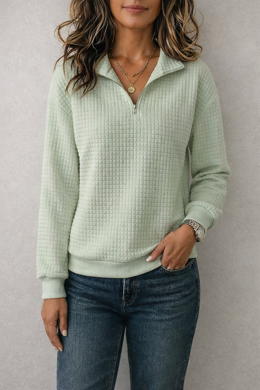 Cozy Pullover with Stand Collar - 2
