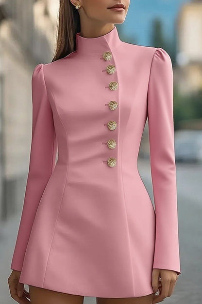 Stand Collar Long Sleeve Mini Dress - view 2