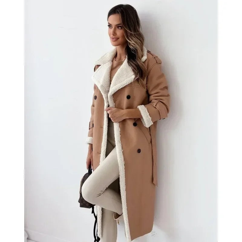 A-line coat with warm lining and pockets - view 5