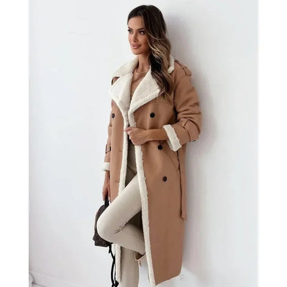 A-line coat with warm lining and pockets - view 5