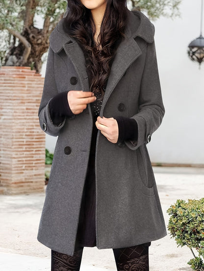 Hooded Double-Breasted Mid-Length Coat - view 7