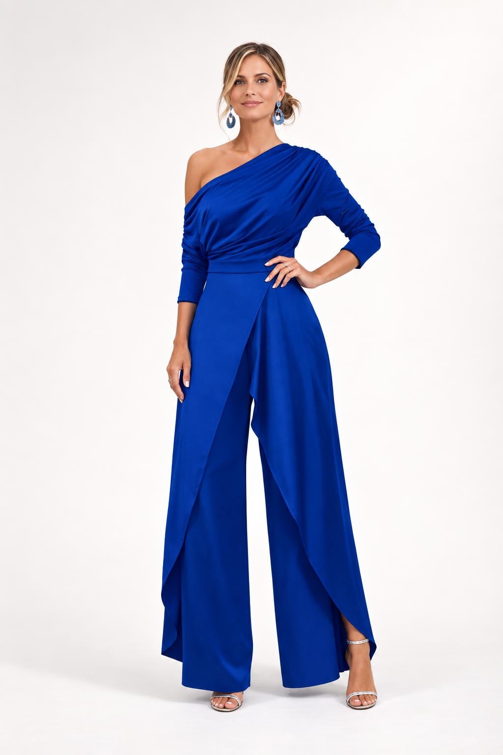 One-Shoulder Wide-Leg Jumpsuit - 8
