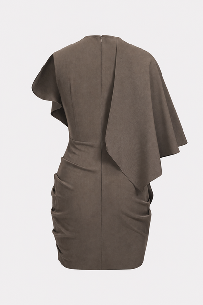 Ruched Mini Dress With Asymmetric Zip - view 4