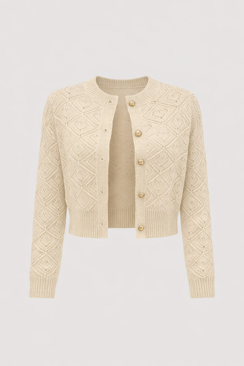 Textured Button-Front Cardigan with Cropped Fit - 1