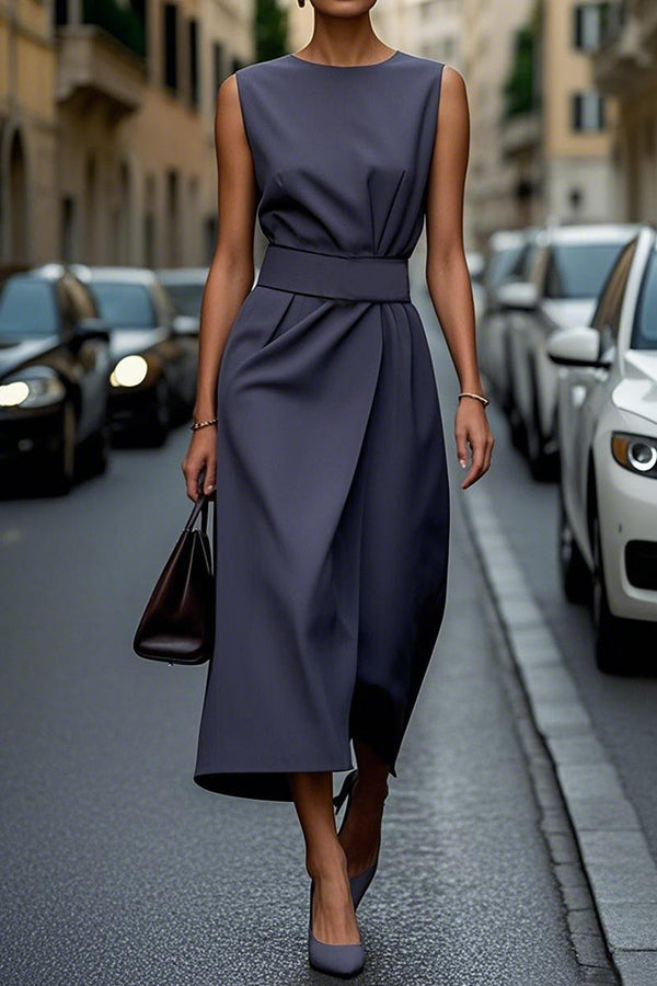 Sleeveless Round Neck Midi Dress - view 5