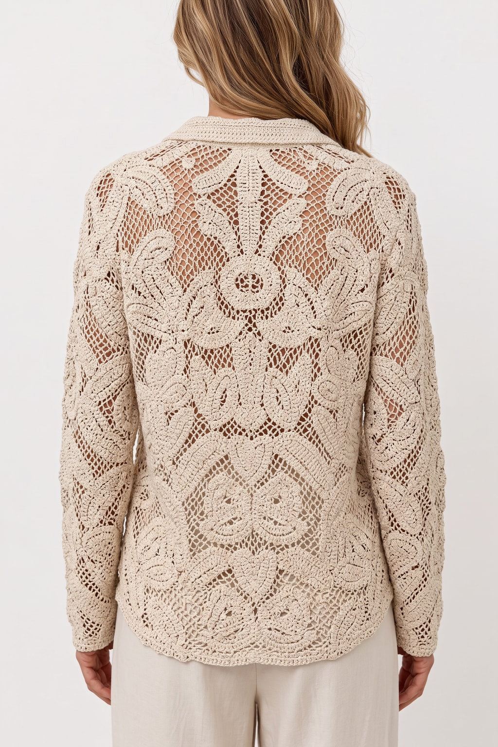 Apricot Crochet Lace Button-Front Shirt - 3