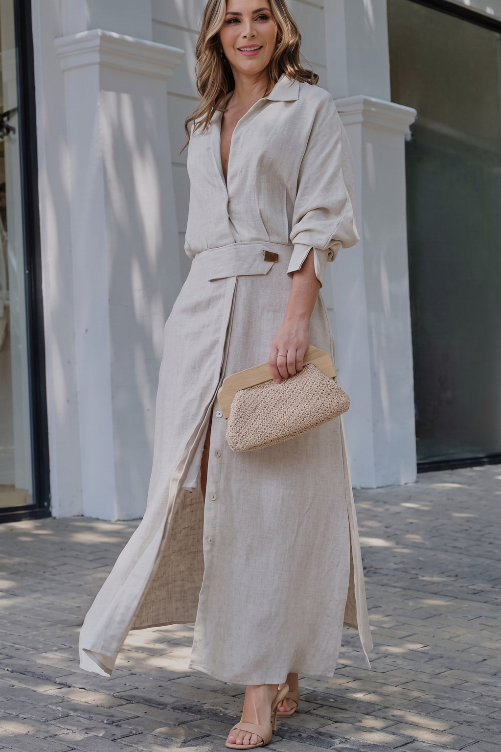 Tied-Waist Shirt Maxi Dress - 5