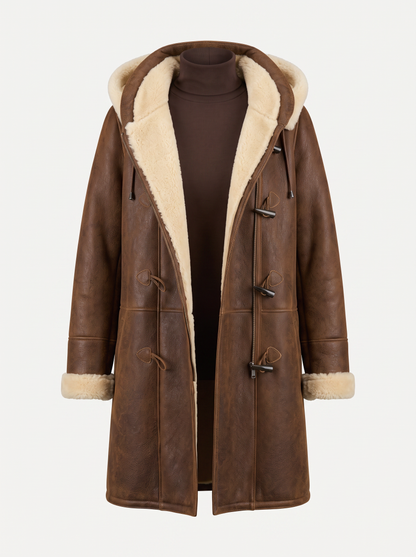 Brown Fleece-Lined Hooded Winter Coat
