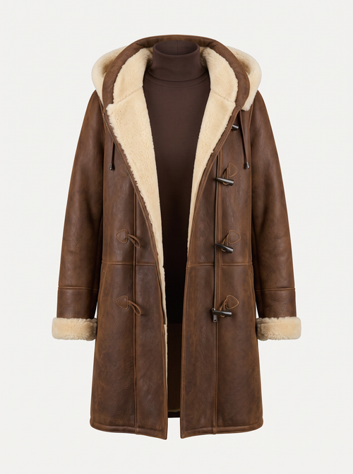 Brown Fleece-Lined Hooded Winter Coat