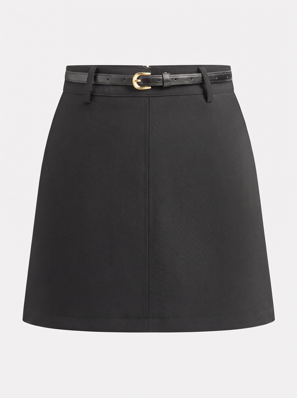 Woven mini skort with slim belt - view 6