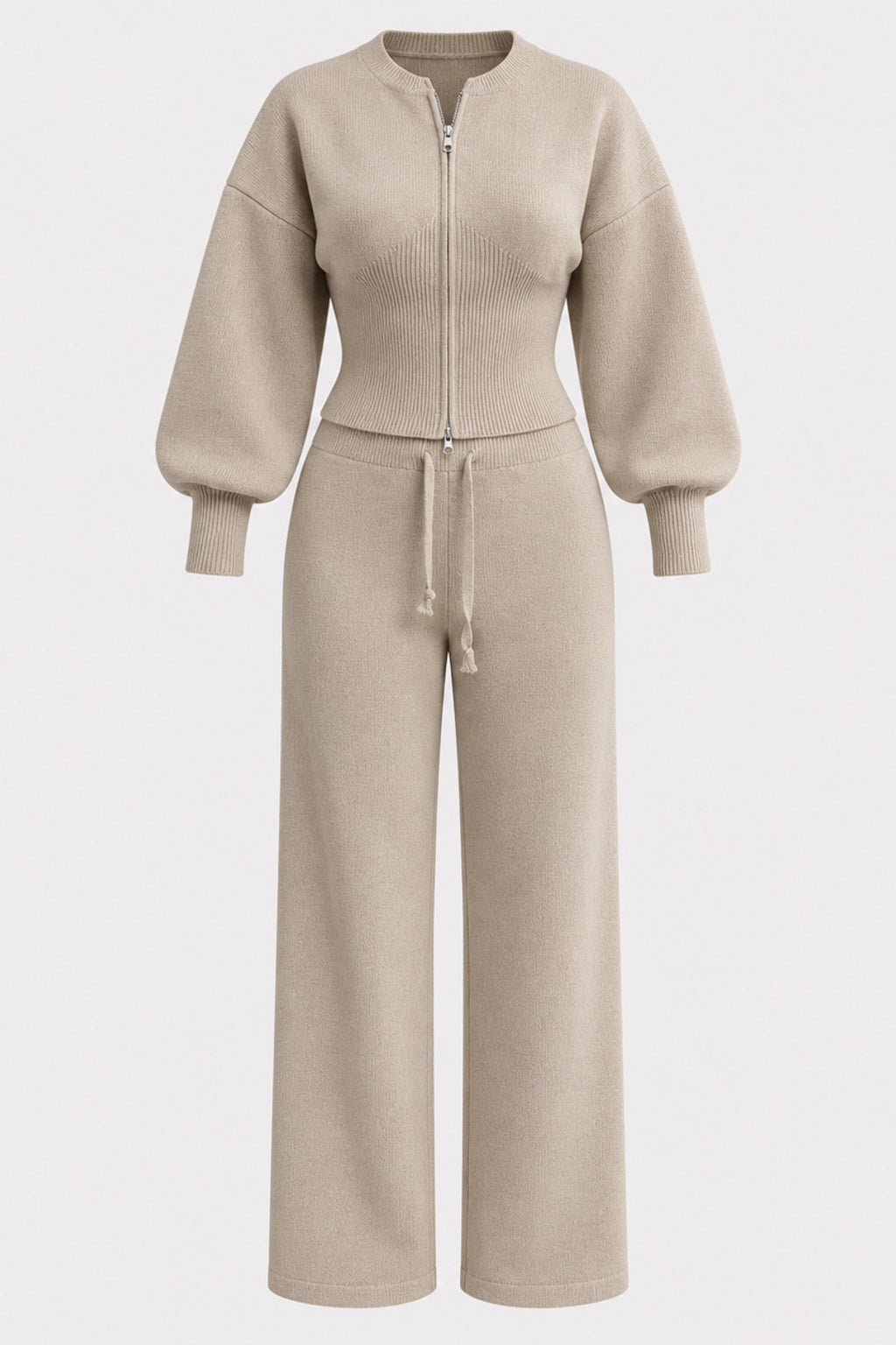 Knit Pant Set Minimalist Casual Two-Piece Suit - 1