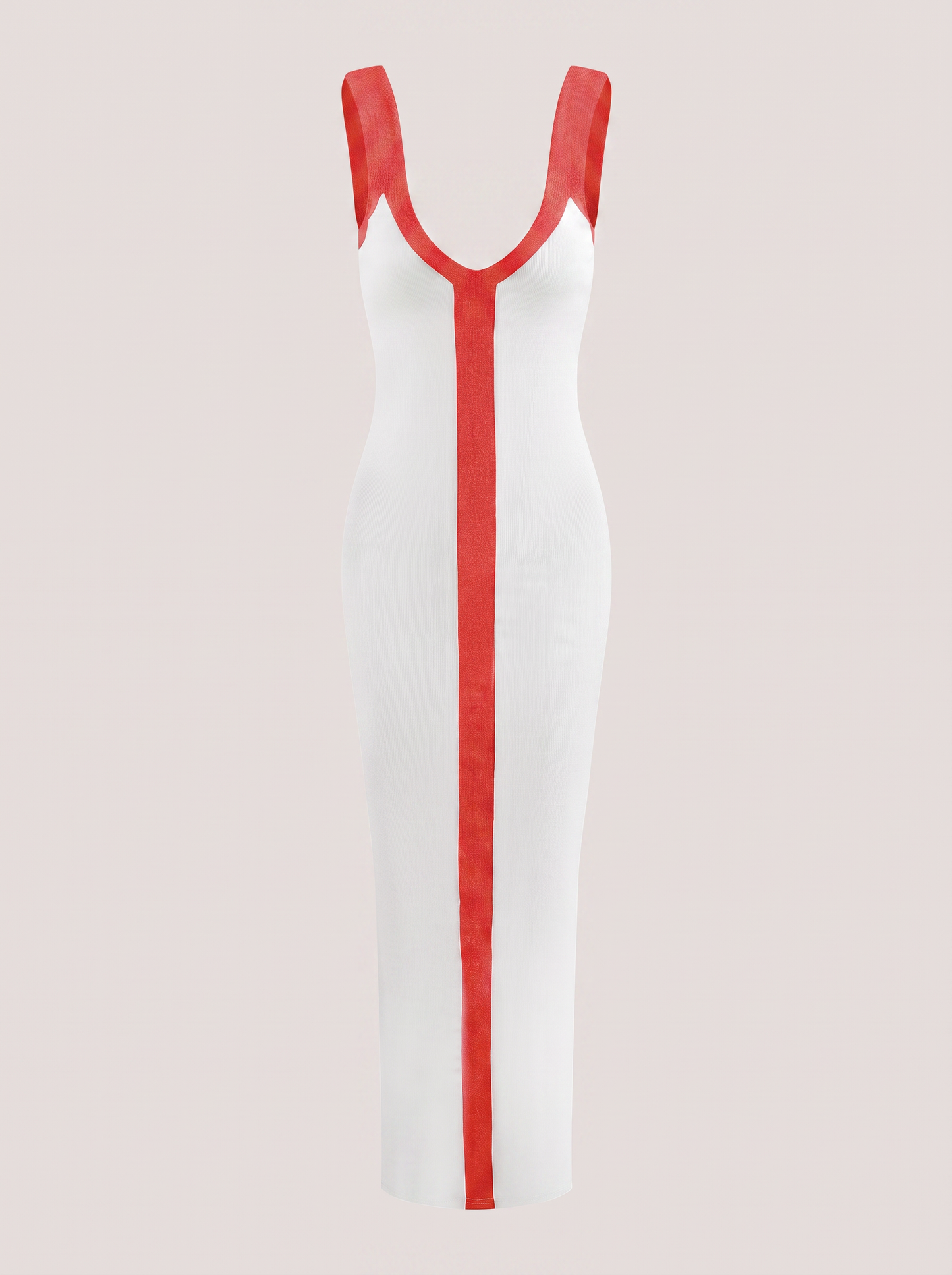 Ribbed colorblock maxi dress with side split - view 6