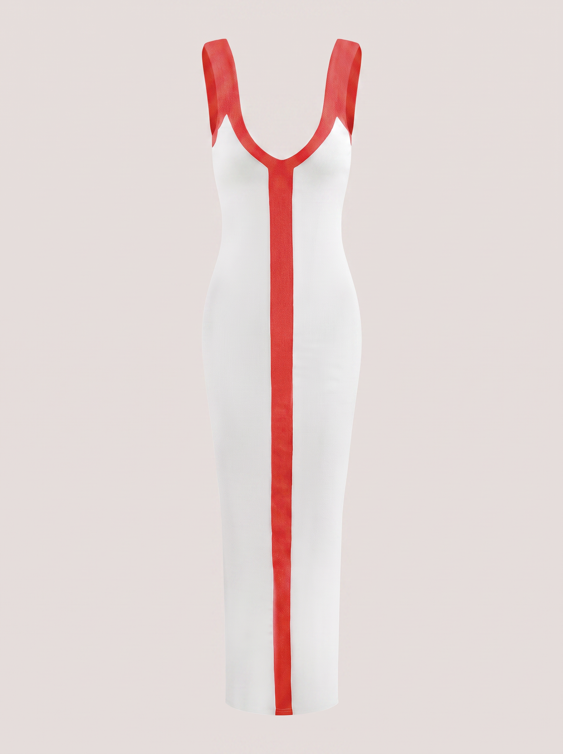 Ribbed colorblock maxi dress with side split - view 6