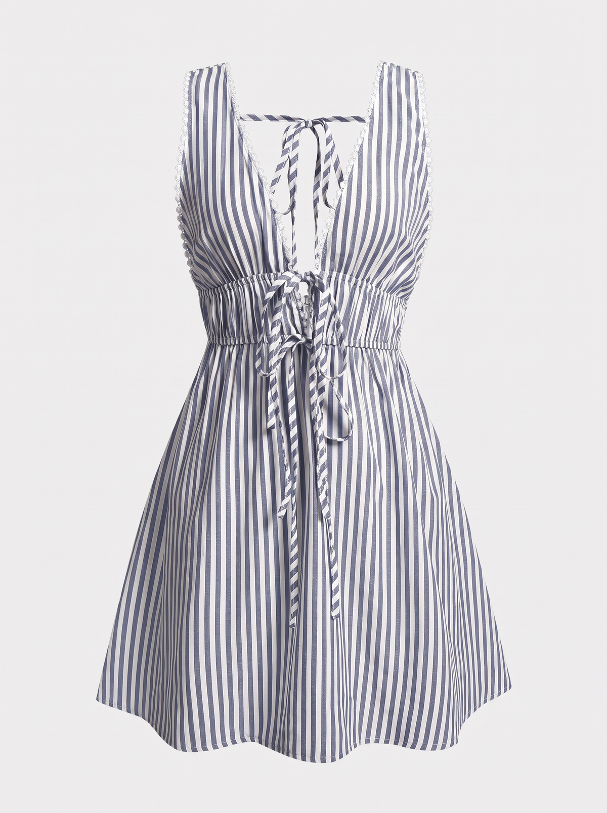Striped tie-front backless mini dress - view 7
