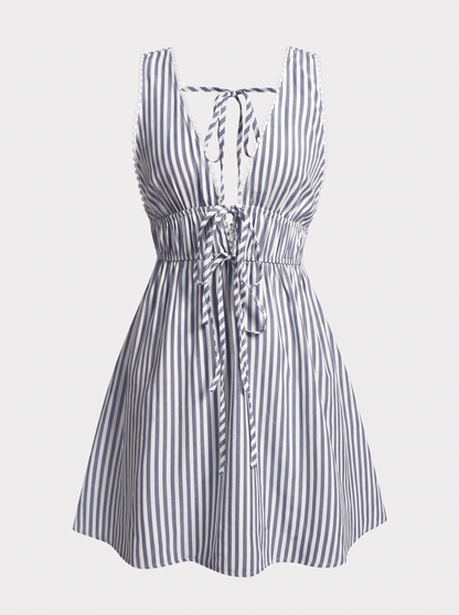 Striped tie-front backless mini dress - view 7