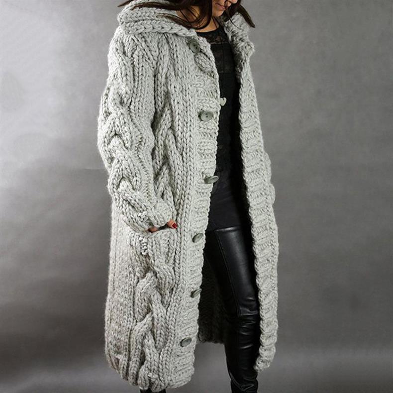 Cable Knit Longline Hooded Coat - view 5
