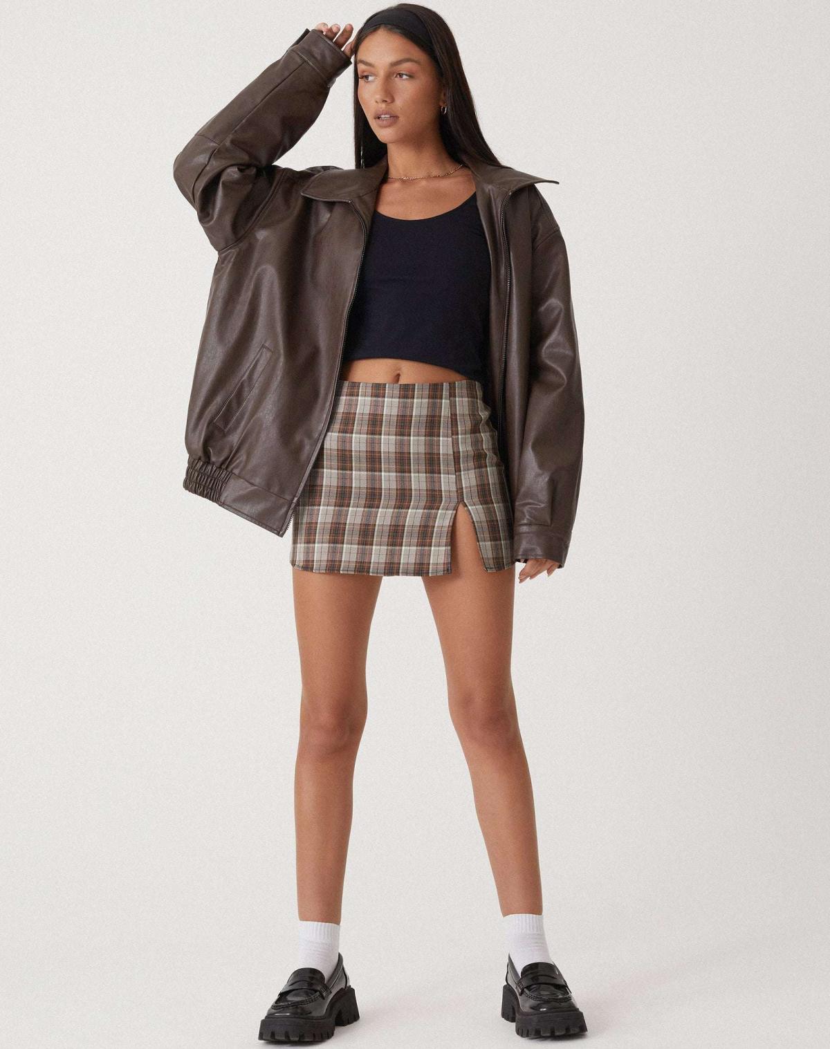 Oversized Collared Faux Leather Jacket - view 3